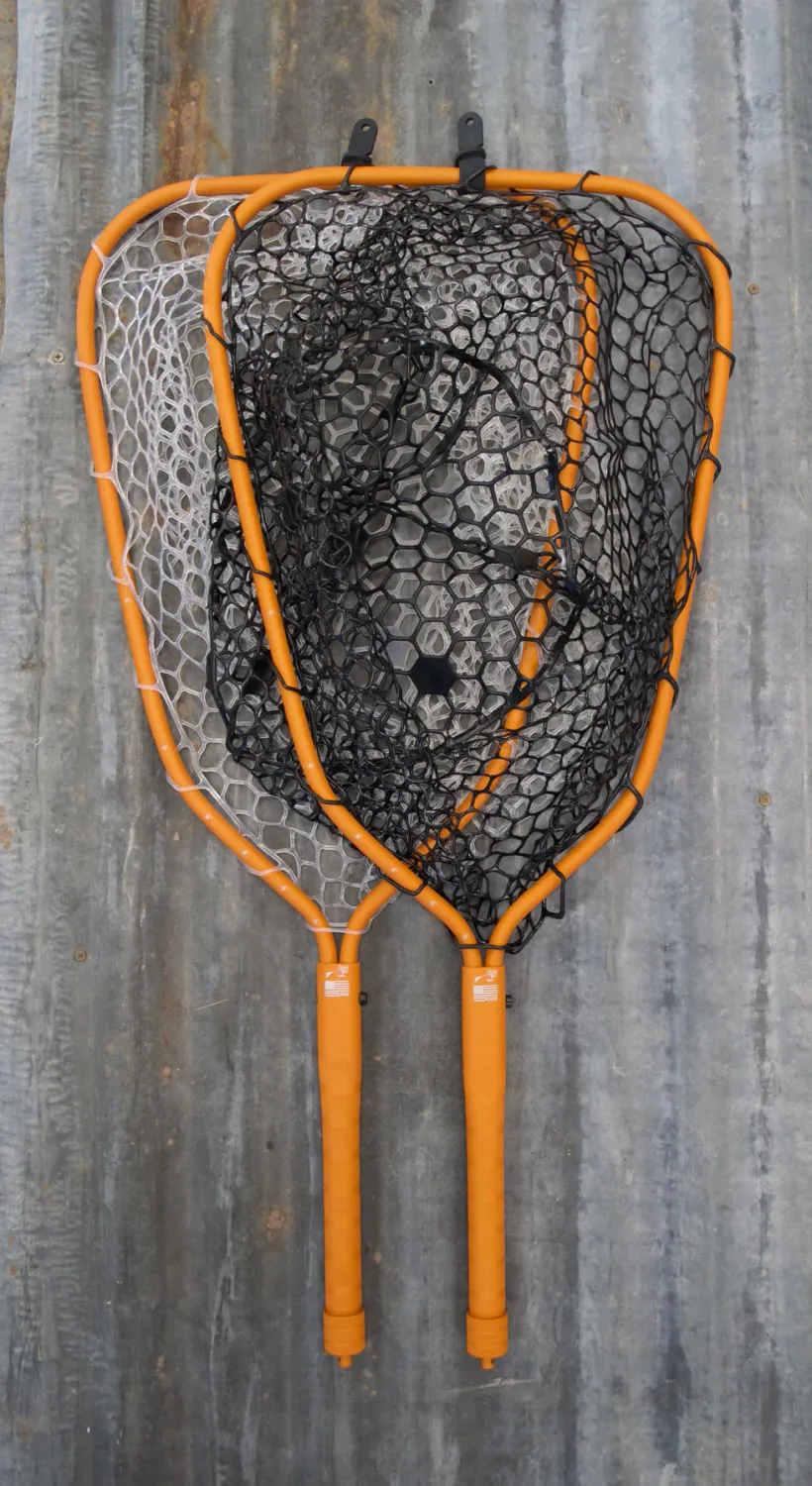 Rising Fishing Stubby Lunker Net, Color: Electric Orange w/ Clear Net