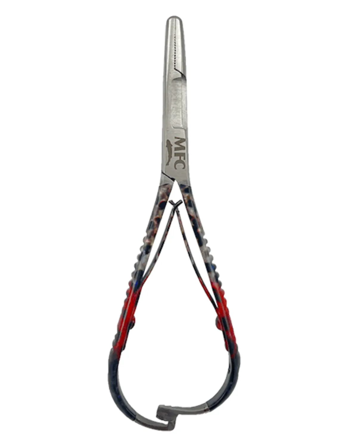 Montana Fly Company Mitten Scissor Clamp- River Camo 5&quot;, Color: Rainbow Trout