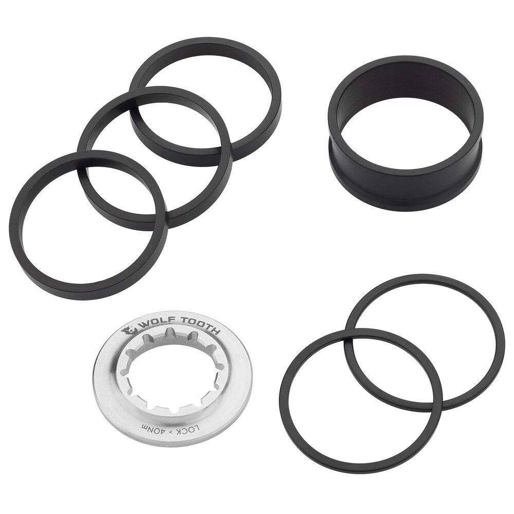 Wolf Tooth Single Speed Spacer Kit with Lockring - Compatible with any 10 or 11-Speed HG Freehub Body