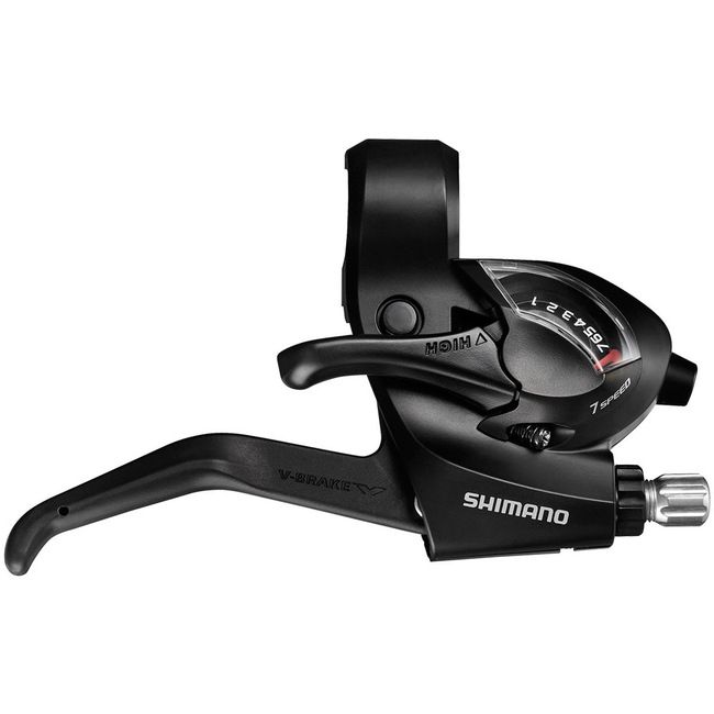 SHIFT/BRAKE LEVER, SET, ST-EF413X7-SPEED, EZ-FIRE PLUS2F-STEEL/RESIN, FOR V-BRAKE , STD SHIFT CABLE LENGTH, Black