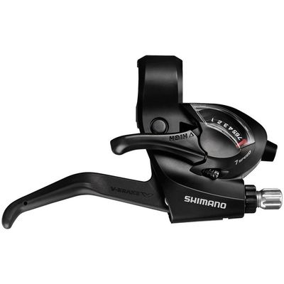 SHIFT/BRAKE LEVER, SET, ST-EF413X7-SPEED, EZ-FIRE PLUS2F-STEEL/RESIN, FOR V-BRAKE , STD SHIFT CABLE LENGTH, Black