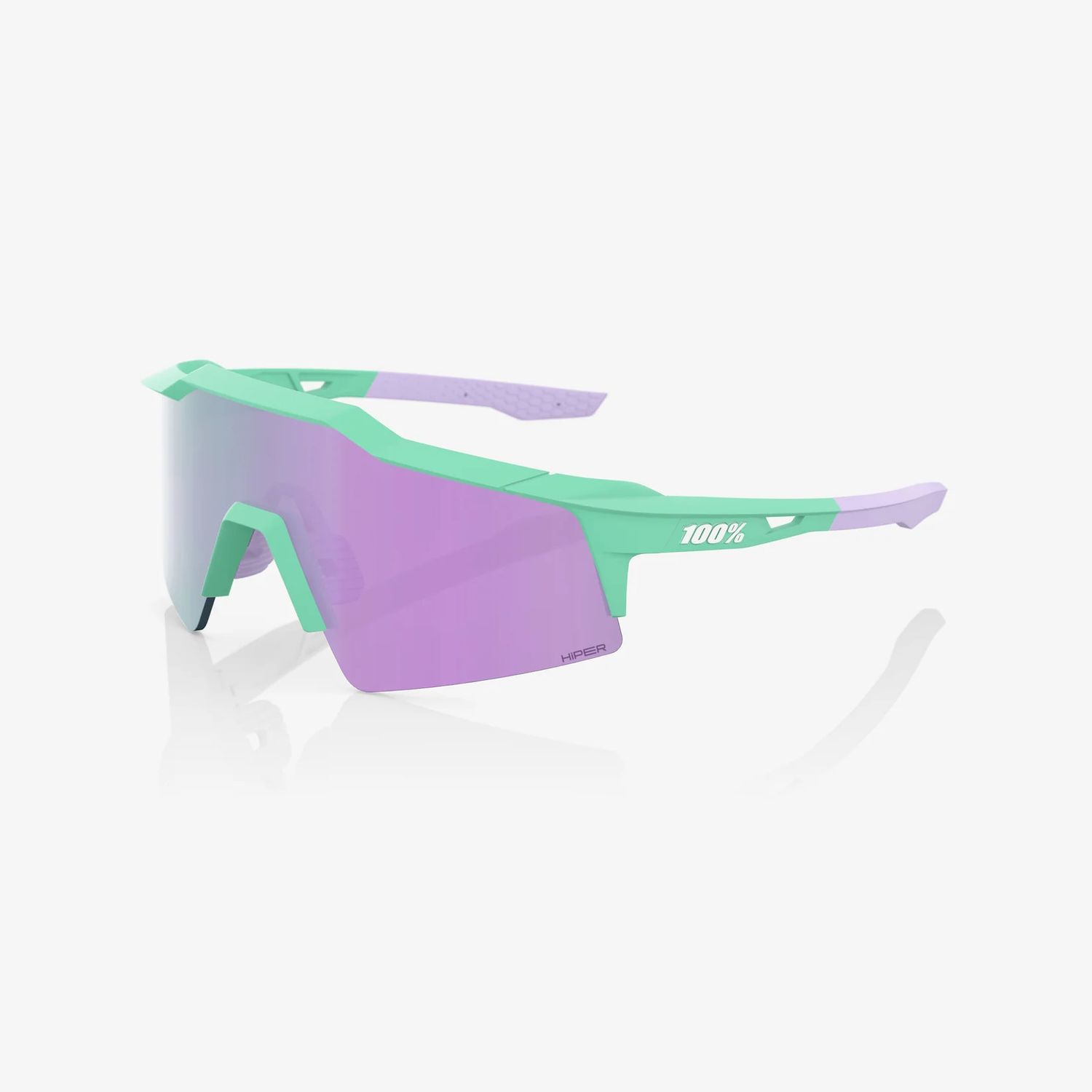 100% Speedcraft SL Sunglasses, Soft Tact Mint frame - HiPER Lavender Mirror Lens