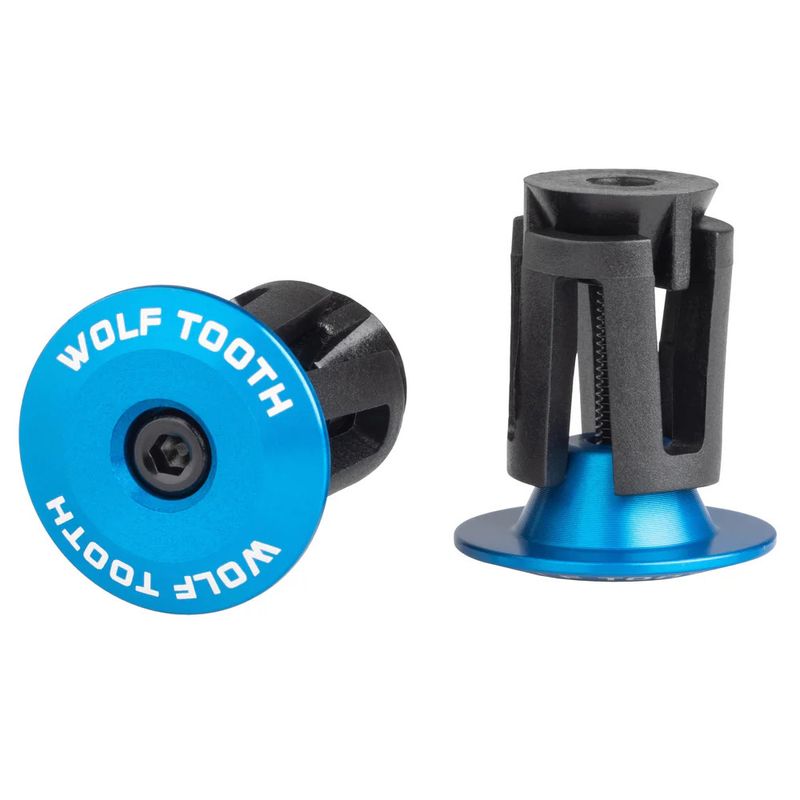 Wolf Tooth components, Alloy Bar End Plugs, Blue, Pair