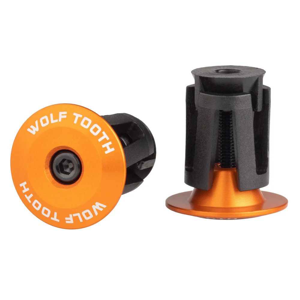 Wolf Tooth components, Alloy Bar End Plugs, Orange, Pair