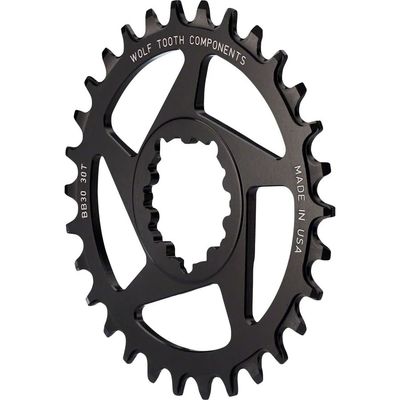 Wolf Tooth, Drop-Stop, 30T, 10/11sp, Direct Mount, 68g, Chainring, For SRAM BB30/PF30, Aluminum, Black