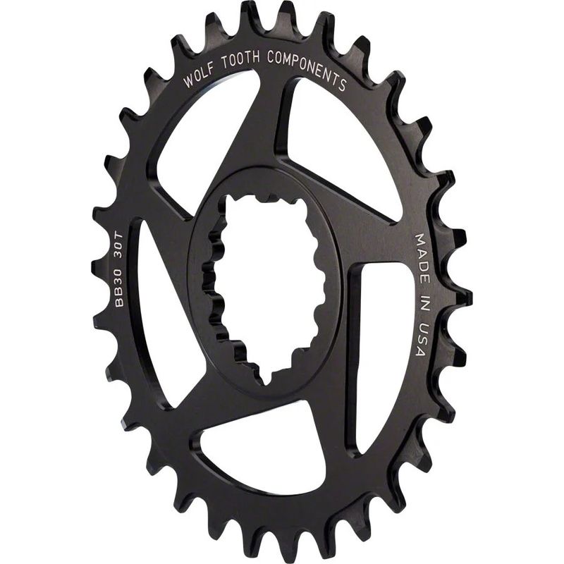 Wolf Tooth, Drop-Stop, 30T, 10/11sp, Direct Mount, 68g, Chainring, For SRAM BB30/PF30, Aluminum, Black