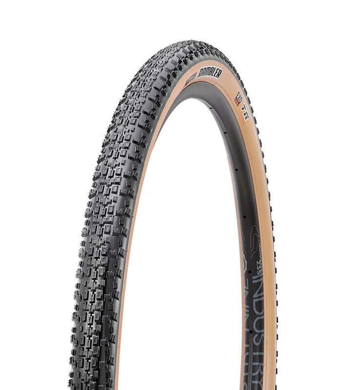 Maxxis, Rambler, Gravel Tire, 700x45C, Folding, Tubeless Ready, Dual, EXO, 60TPI, Tanwall