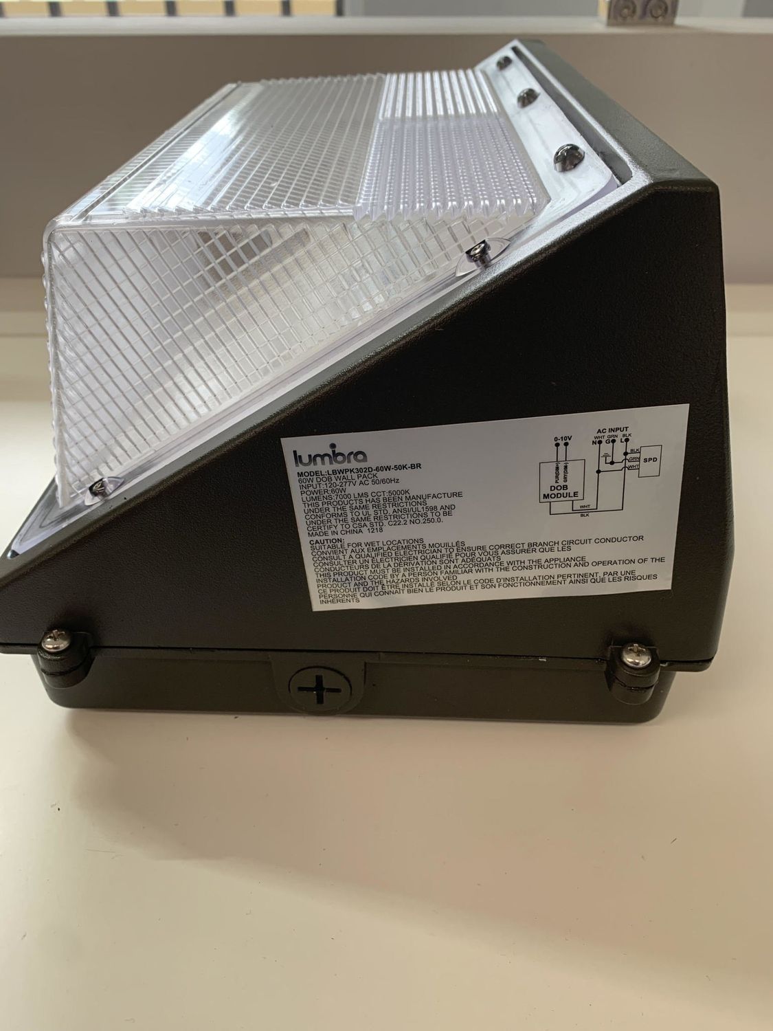 LBWPK302D-60W-50K-BR 60W LED DOB WALLPACK, 120/277V AC, SMD2835, 5000K