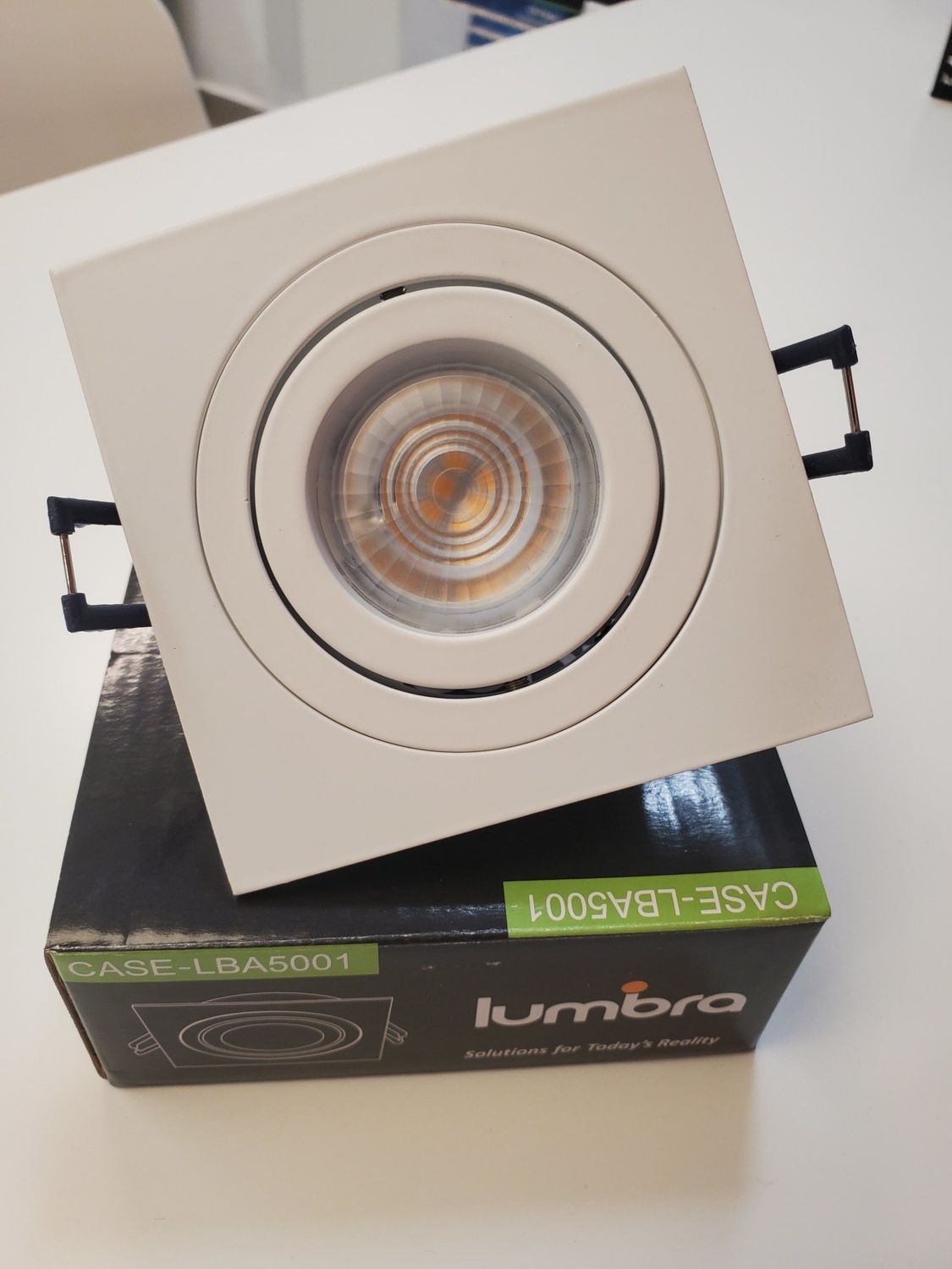 LBA5001MW FASCIA SQUARE ALUM CASING MATTE WHITE ADJUSTABLE, FRONT REPLACE BULB, DIA: 3.62&quot;X3.62&quot;X.98&quot; CUTTING: 3.15&quot; LAMPHOLDER GU10