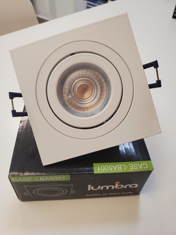 LBA5001MW FASCIA SQUARE ALUM CASING MATTE WHITE ADJUSTABLE, FRONT REPLACE BULB, DIA: 3.62&quot;X3.62&quot;X.98&quot; CUTTING: 3.15&quot; LAMPHOLDER GU10