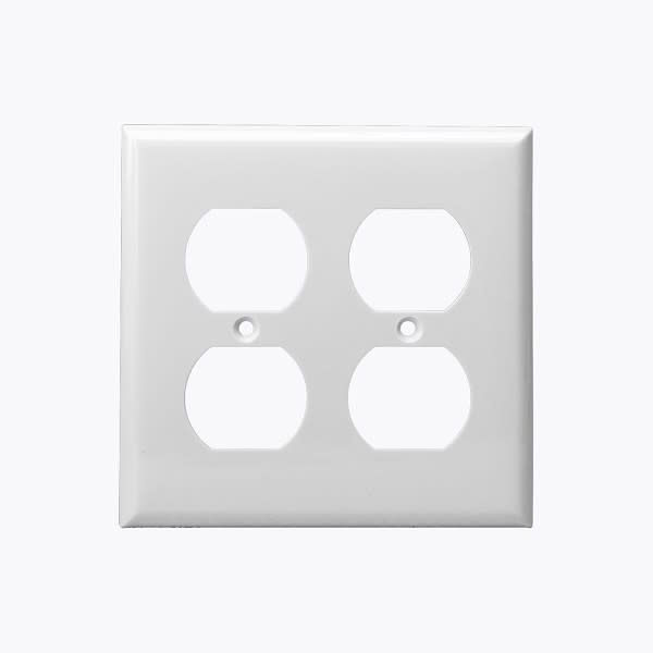 8822-W 2-gang duplex receptacle plastic plate, Wh