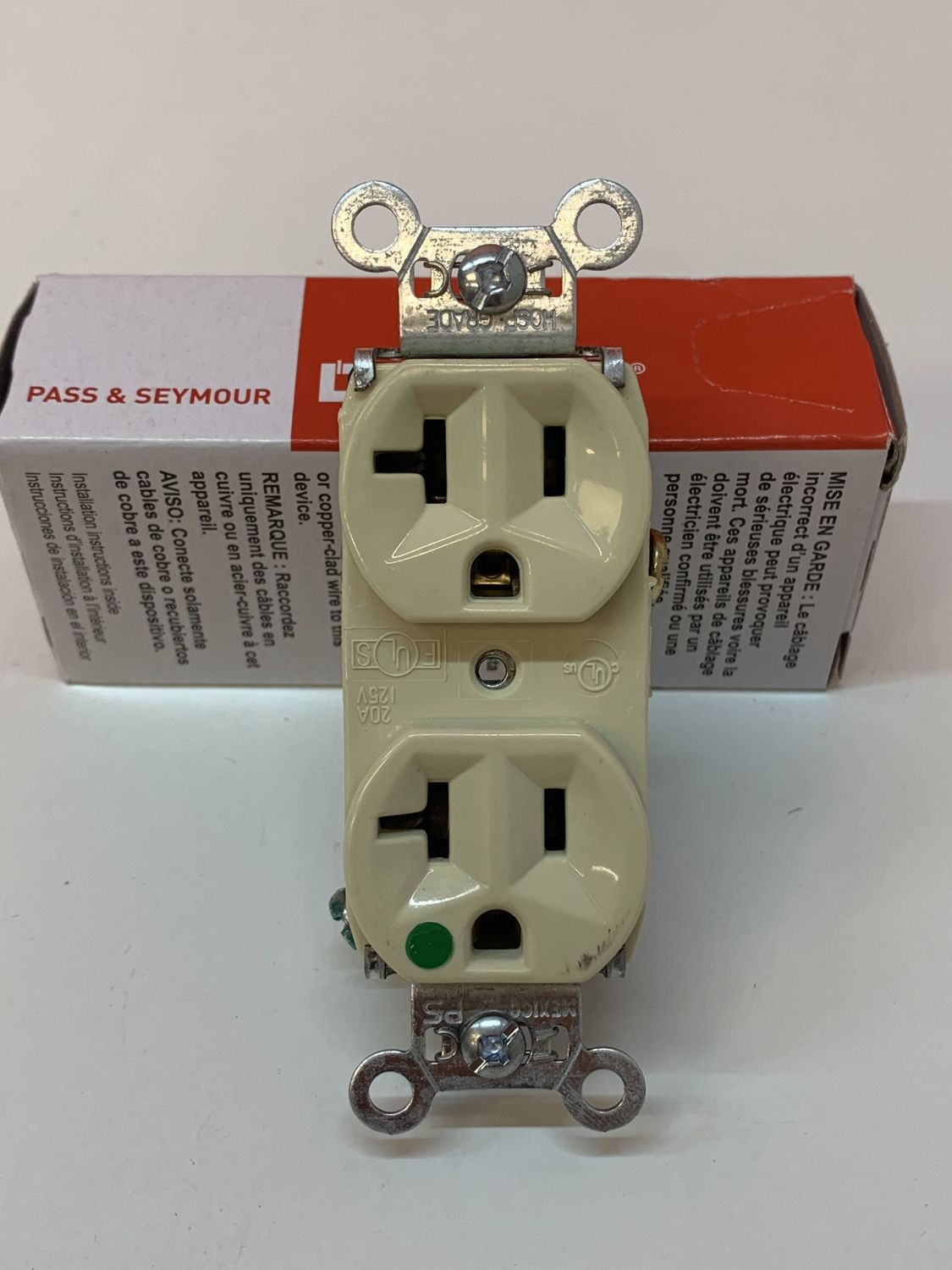 RECEPTACULO DOBLE 20A/125V HOSP GRADE IVORY 8300-HI