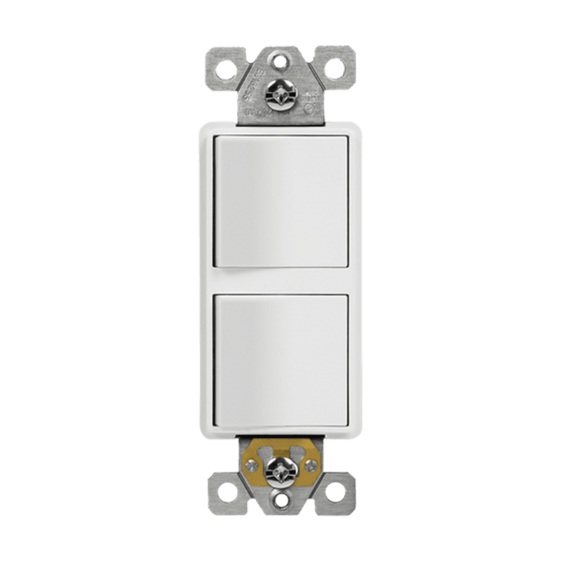 62834-W COMMERCIAL DECORATOR DOUBLE ROCKER SWITCH SINGLE POLE 15A 120/277V WH