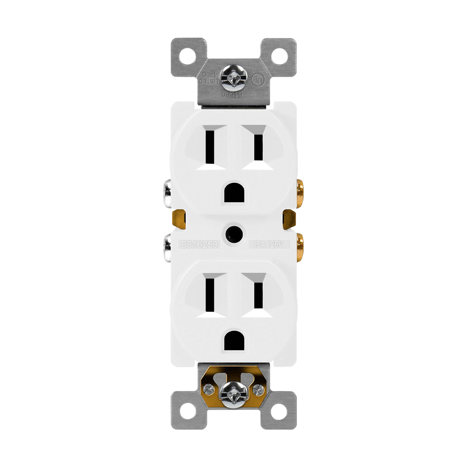 61580-W Residential grade  standard duplex receptacle 15A 125V 5-15R WH (RECEPTACULO DOBLE 15A)