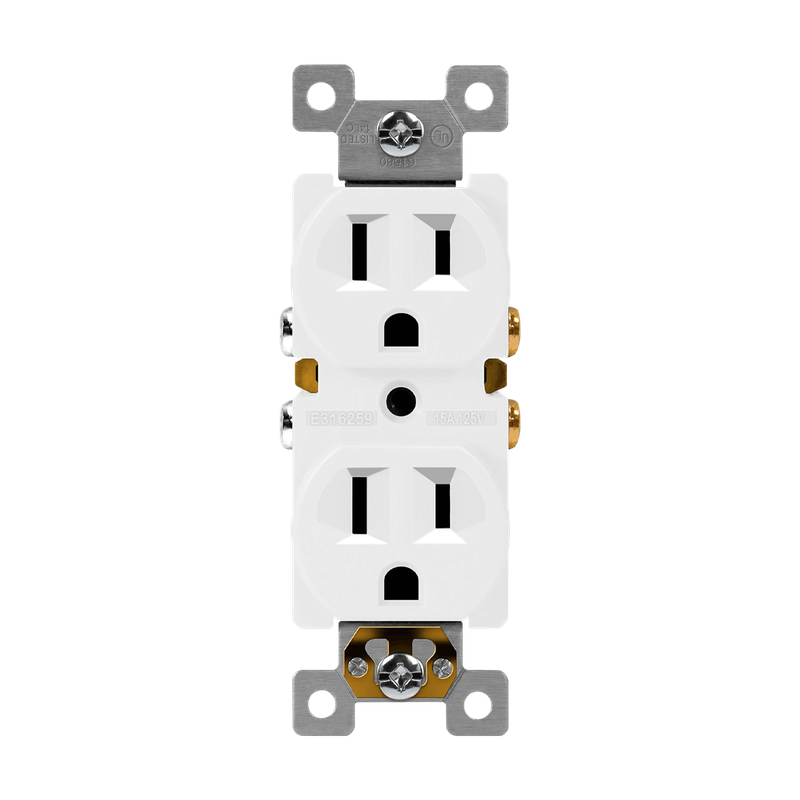 61580-W Residential grade  standard duplex receptacle 15A 125V 5-15R WH (RECEPTACULO DOBLE 15A)
