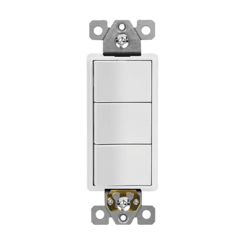 62755-W COMMERCIAL DECORATOR TRIPLE ROCKER SWITCH SINGLE 20A/120 WH