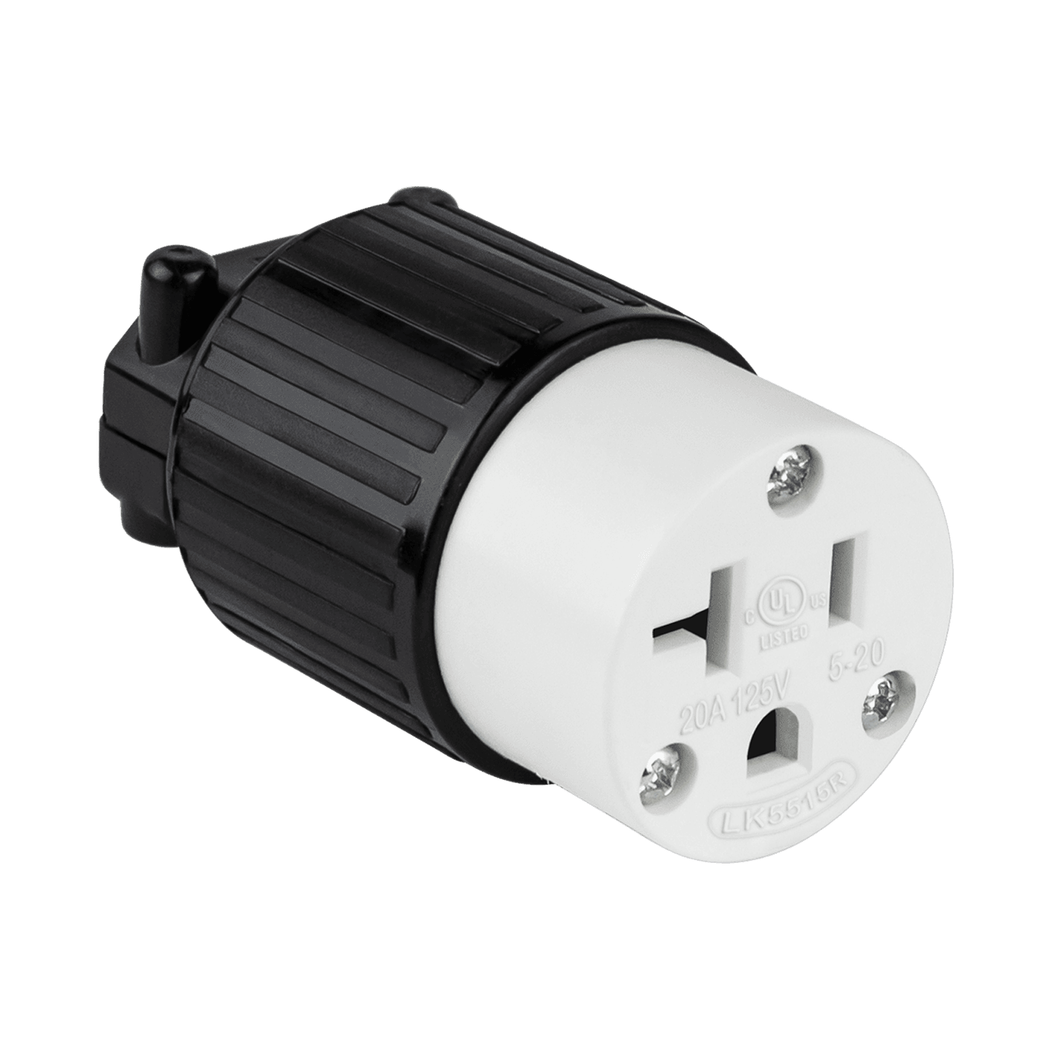 66211-BK-F INDUSTRIAL GRADE STRAIGHT BLADE RECEPTACLE 20A 125V 2-POLE 3-WIRE GROUNDING 5-20C BK