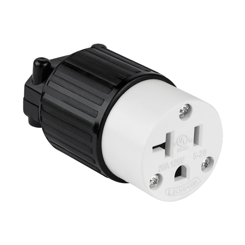 66211-BK-F INDUSTRIAL GRADE STRAIGHT BLADE RECEPTACLE 20A 125V 2-POLE 3-WIRE GROUNDING 5-20C BK