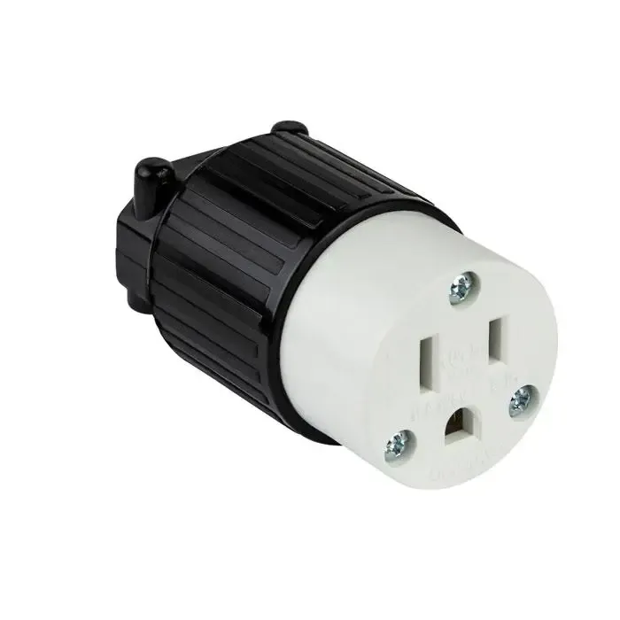 66201-BK INDUSTRIAL GRADE STRAIGHT BLADE RECEPTACLE 15A 125V 2-POLE 3-WIRE GROUNDING 5-15C BK