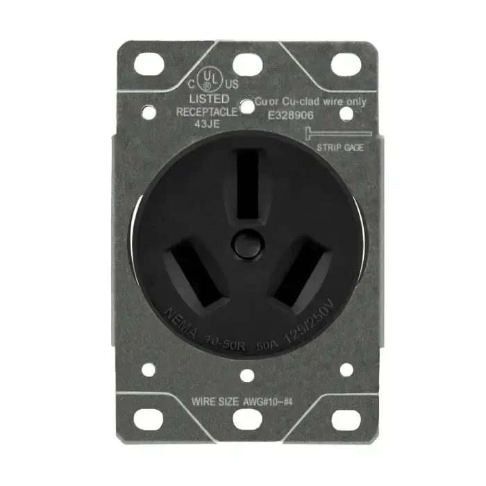 67500-BK RECEPTACULO ESTUFA INDUSTRIAL GRADE FLUSH MOUNT 50A 125/250V 10-50R 3-POLE 3-WIRE BK ESTUFA