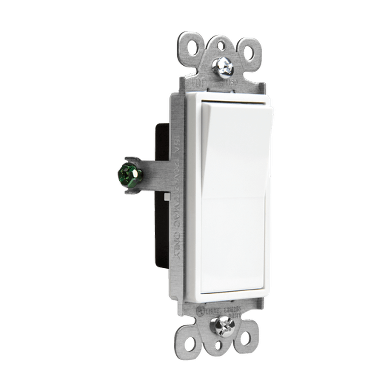 91150-W RESI DECORATOR SWITCH QUIET 15A SINGLE POLE 120-277V WH