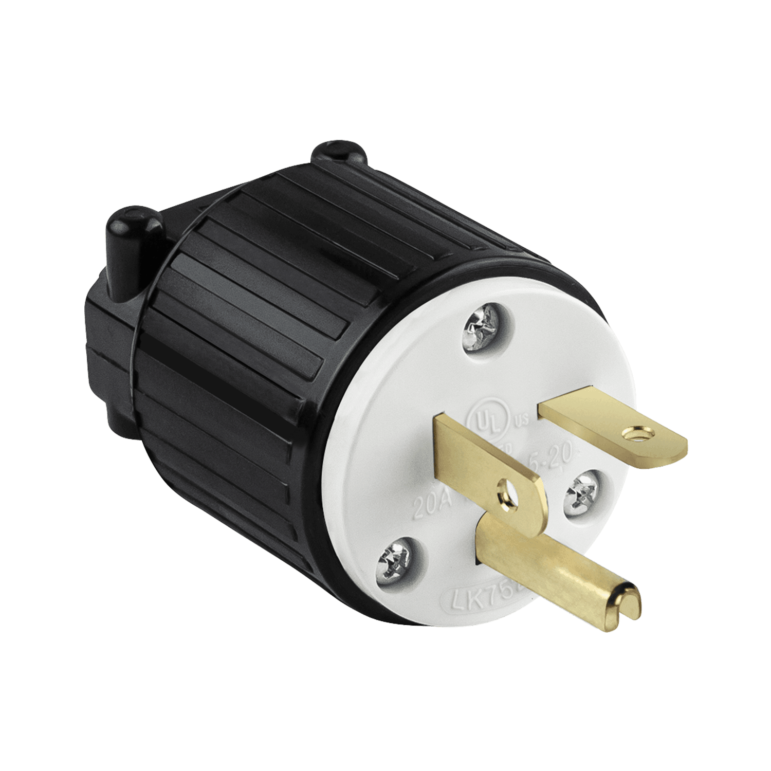 66210-BK INDUSTRIAL GRADE STRAIGHT BLADE PLUG 20A 125V 2-POLE 3-WIRE GROUNDING 5-20P BK
