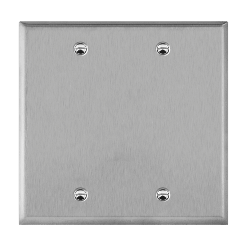 7702 COMMERCIAL BLA NK METAL PLATEN 2 GANG STAINLESS STEEL