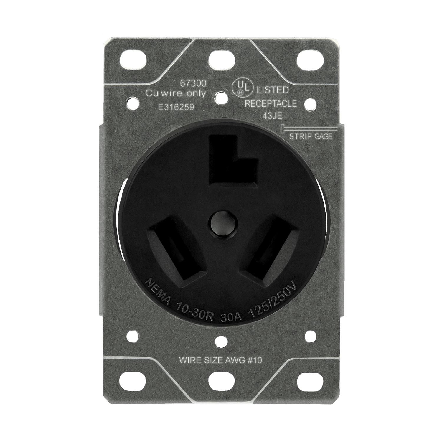 67300-BK-F /30AMP 250V 3POLE 3WIRE DRYER RECEPTACLE  SECADORA