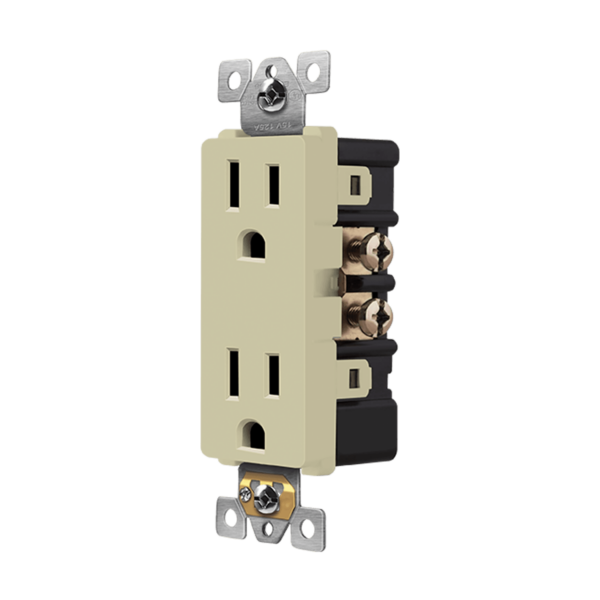 61501-I RESIDENCIAL DECORATOR DUPLEX RECEPTACLE 15A 125V 5-15R -IVORY