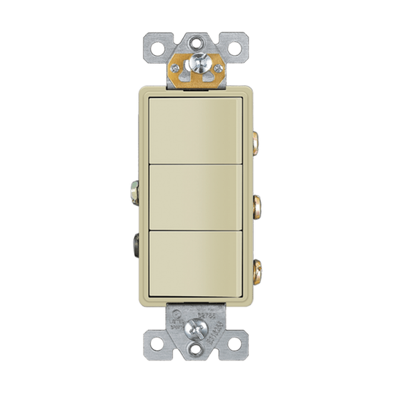 62755-I COMMERCIALDECORATOR TRIPLE ROCKER SWITCHES  SINGLE POLE 15A/120V IV