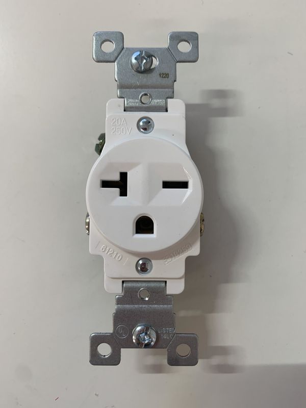 61210-W COMMERCIAL SINGLE RECEPTACLE 20AMP 250V 6-20R WH