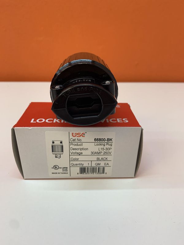 66800-BK INDUSTRIAL GRADE LOCKING PLUG 30AMP 125/250V 3-POLE 4-WIRE GROUNDING L15-30P BK