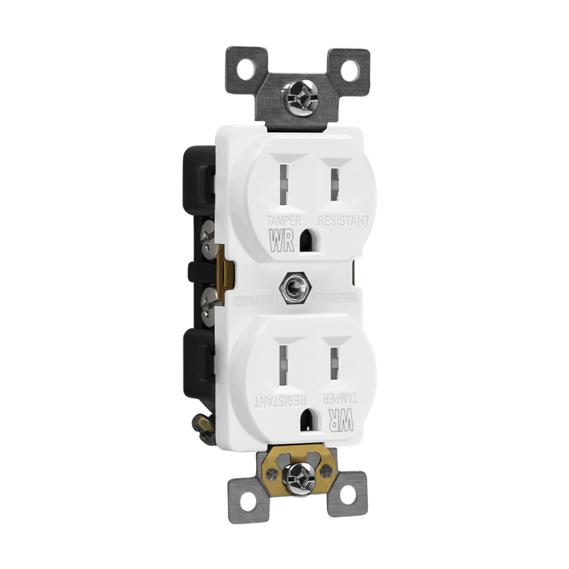 61580-TR-W grade, tamper resistant standard duplex (RECEPTACULO) 15A 125V 5-15R WH