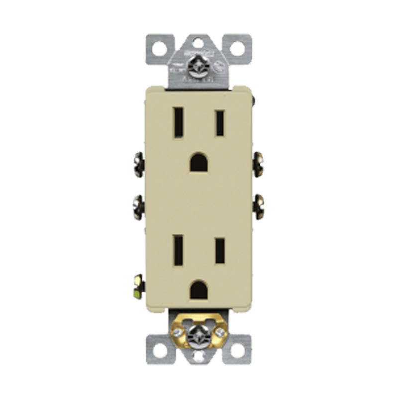 61501-I RESIDENCIAL DECORATOR DUPLEX RECEPTACLE 15A 125V 5-15R -IVORY