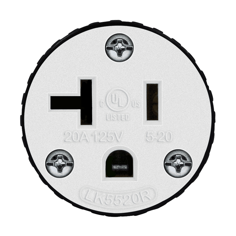 66211-BK-F INDUSTRIAL GRADE STRAIGHT BLADE RECEPTACLE 20A 125V 2-POLE 3-WIRE GROUNDING 5-20C BK