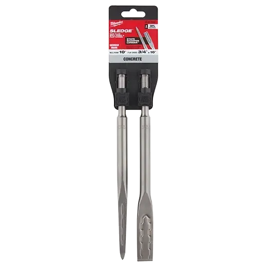 MILWAUKEE 48-62-6080 10 in. SDS Plus Demo Bull Point Chisel and 10 in. SDS Plus Steel Flat Chisel (2-Pack)