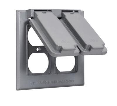 TAPA WEATHERPROOF 4X4 2 RECEPTACULOS DOBLE GRIS/ WCV2DUP