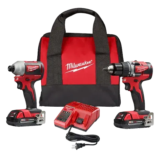 M18 2900-22CT 18V 2 BATTERIES 2.0AMP / CONTARCTOR BAG / CHARGER M12&amp;M18 BRUSHLESS CORDLESS COMPACT HAMMER DRILL &amp; IMPACT BRUSHLESS
