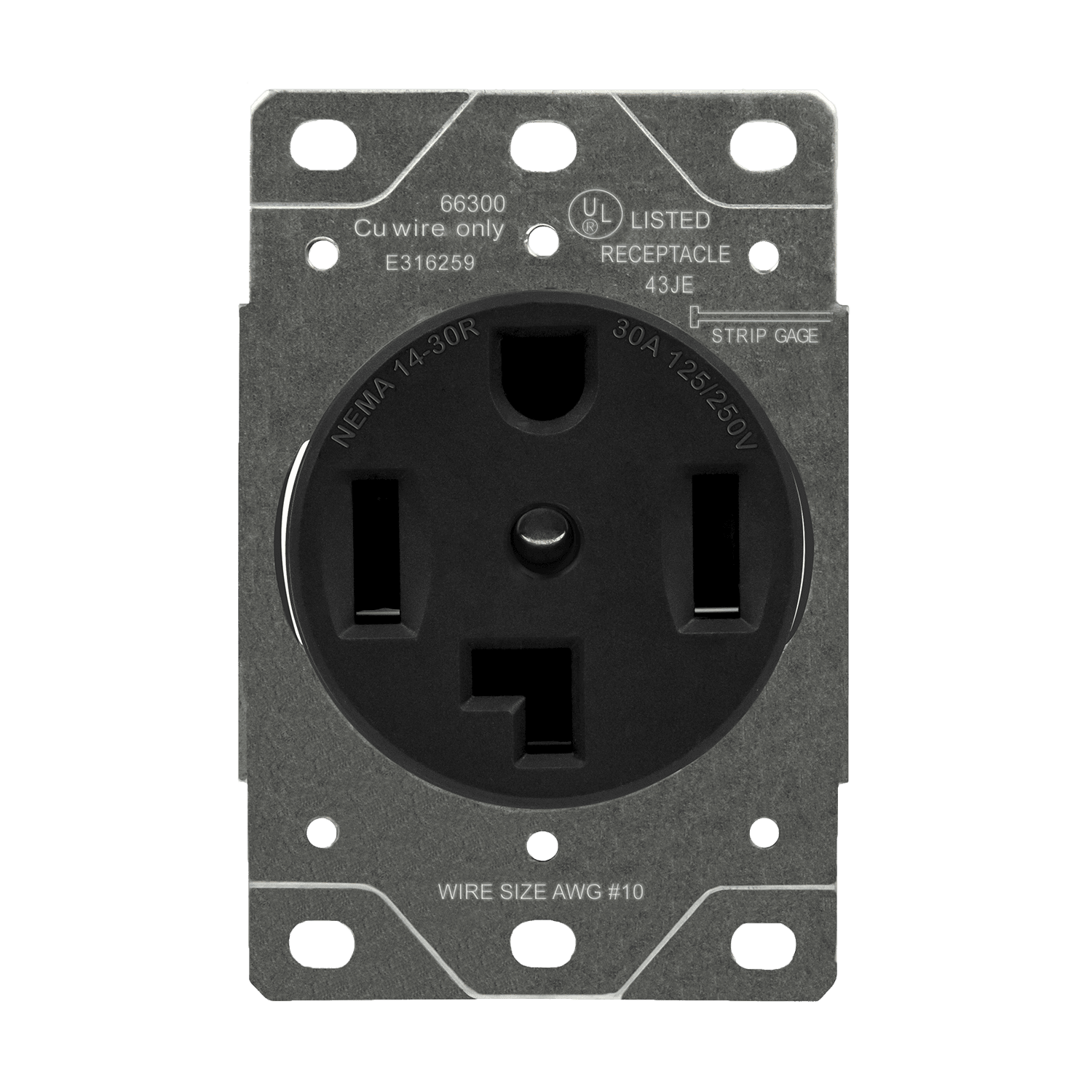 66300-BK RECEPTACULO INDUSTRIAL SUPERFICIE SECADORA 30A 125/250V  14-30R 3 POLOS 4 CABLES