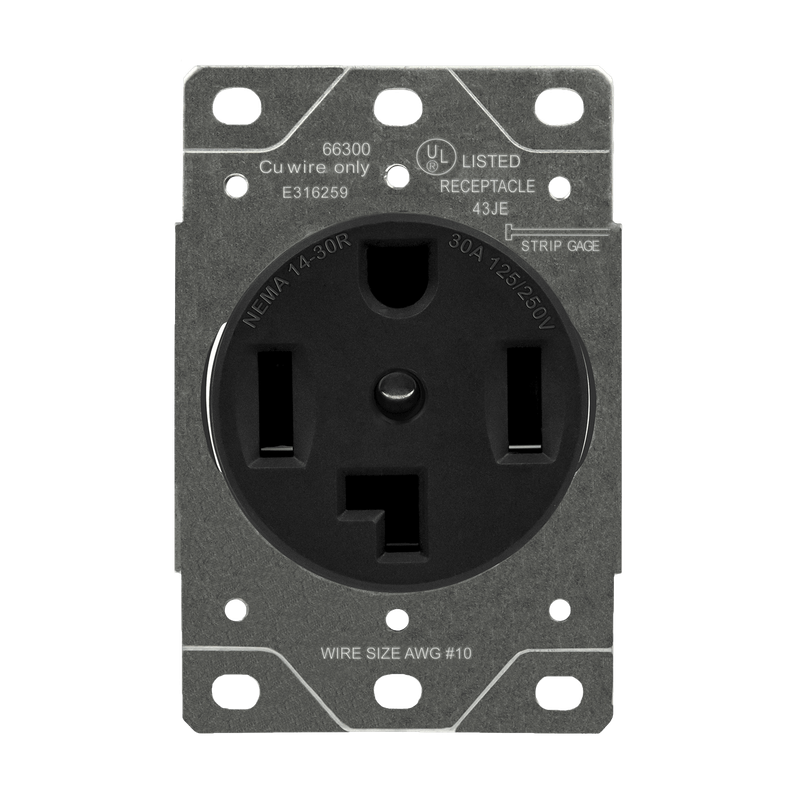 66300-BK RECEPTACULO INDUSTRIAL SUPERFICIE SECADORA 30A 125/250V  14-30R 3 POLOS 4 CABLES