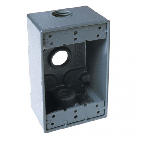 CAJA WEATHERPROOF 2X4 3 KO 1/2&quot; GRAY