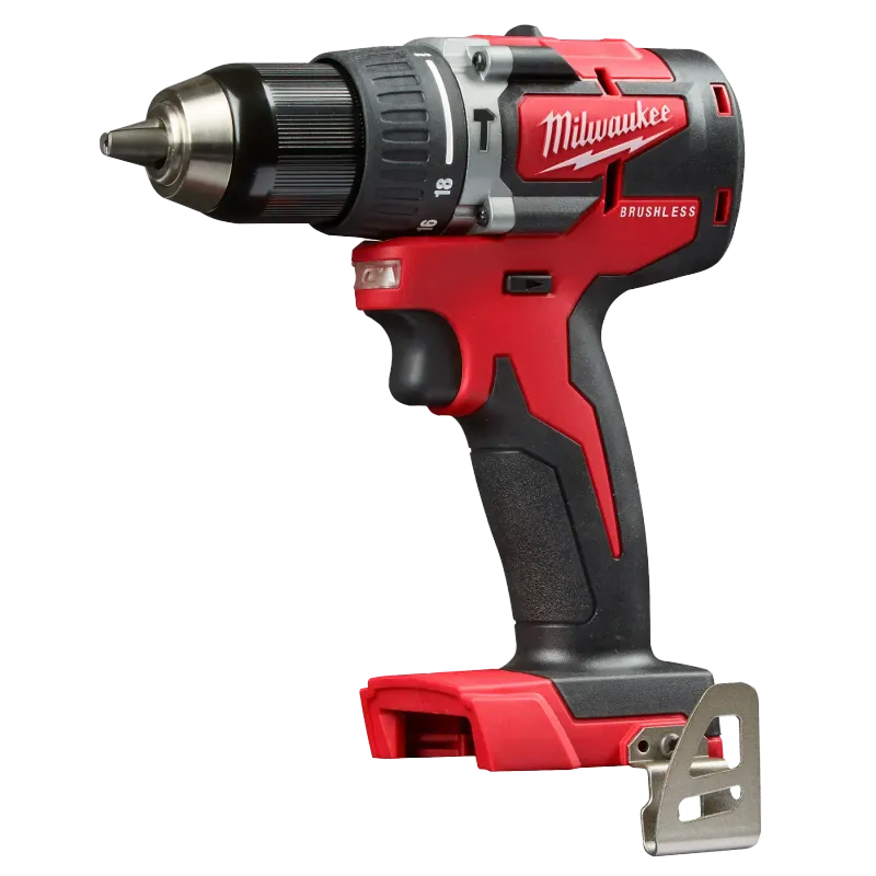 Milwaukee 2802-22CT M18 18-Volt Lithium-Ion Brushless Cordless 1/2 in. Compact Hammer Drill / Driver Kit with 2 Batteries, Charger and Case