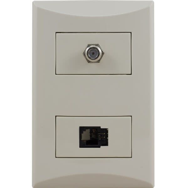 PLATE TOMA TV / TELEFONO 15A/120V IVORY 1007AV (IVORY)