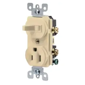 SWITCH &amp; RECEPTACULO 15 AMP 125V IVORY GPRS-15A-B-I