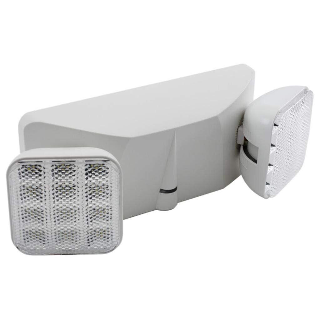 60763 EMERGENCY LED LAMP FIXTURE 120-277V 2W 2 HEAD SQUARE WHITE FINISHED