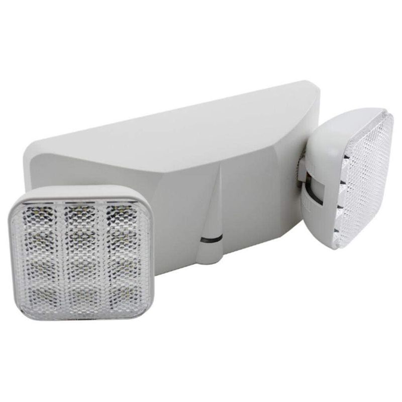 60763 EMERGENCY LED LAMP FIXTURE 120-277V 2W 2 HEAD SQUARE WHITE FINISHED