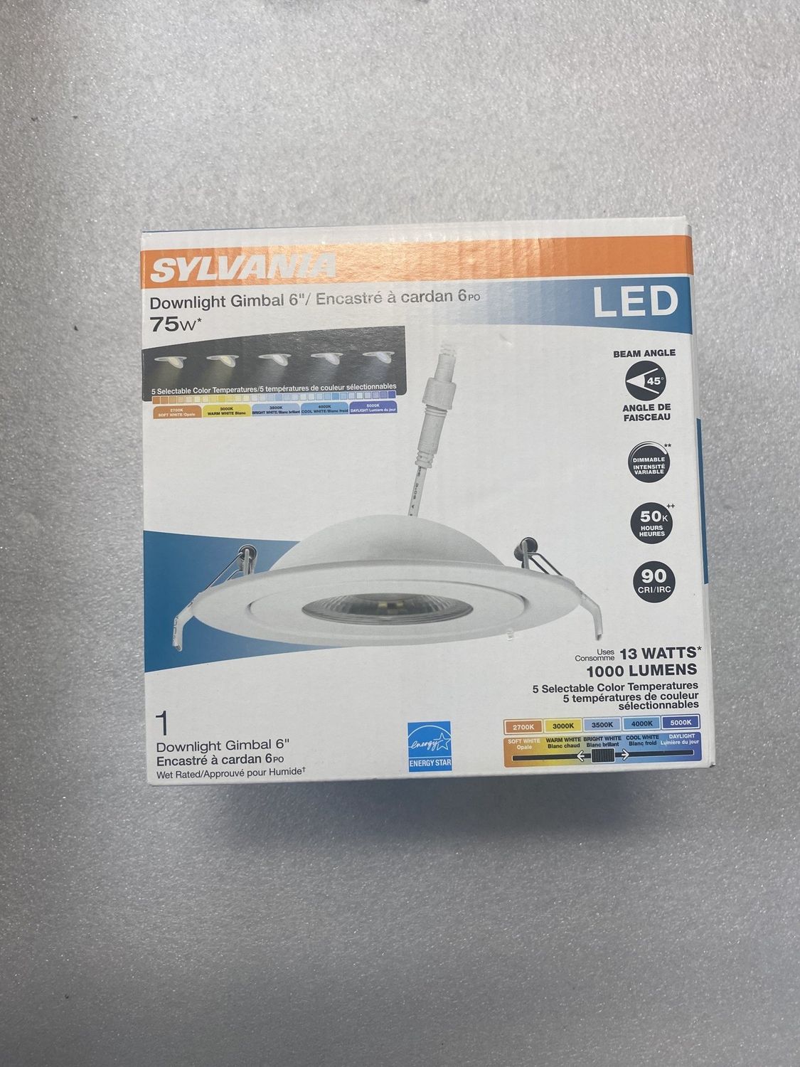 62394 RECESSED LED LAMP 6“13W 120V CCT ADJ 2700-5000K 1,000 LMS DIM