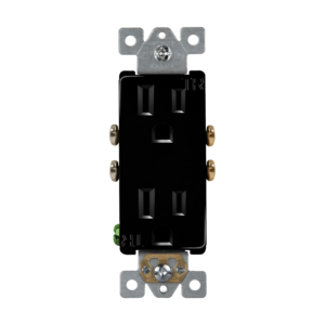 61501-TR-BK RESIDENTIAL GRADE 15A DECORATOR STYLE SELF-GROUNDING  DUPLEX RECEPTACLE, BLACK