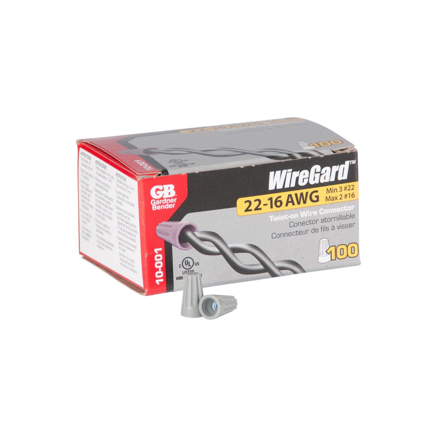 WireGard High Performance Twist-on Wire Connector, Grey #22-#16 AWG /Ctn001/ 10-001