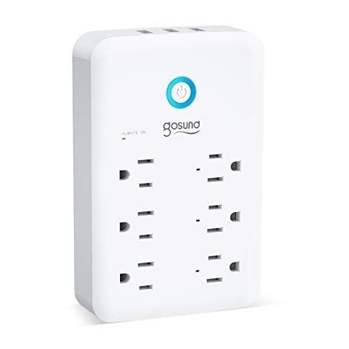 P2 SMART EXTENSION OUTLETS 3 USB PORTS 6 AC OUTPUT 1800W/Smart Outlet, Gosund Wall Outlet Extender (15A/1800W), Multi WiFi Plug with 3 USB Ports (5V/3A 24W) and 6 Outlet Wall Adapter Plug Expanders Su